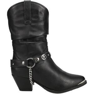 Dingo Womens Olivia Pull On Pointed Toe Casual Boots Mid Calf Mid Heel 2-3" BLK
